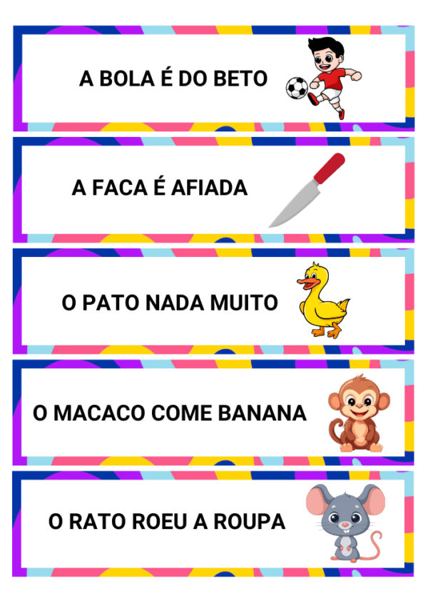 65 Fichas de Leitura Frases Sílabas Simples