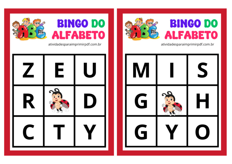 Bingo do Alfabeto Cartelas Para Imprimir (Alfabetização)