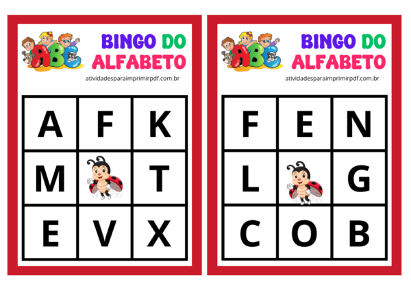 Bingo do Alfabeto Cartelas Para Imprimir (Alfabetização)