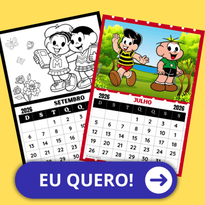 calendário turma mônica 2025 todos os meses do ano