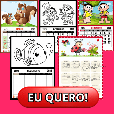 Kit d calendários Para a educação infantil coloridos e para colorir