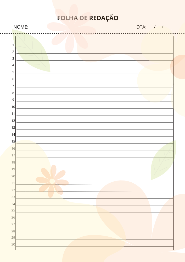 Folha De Redação 30 Linhas modelo 4