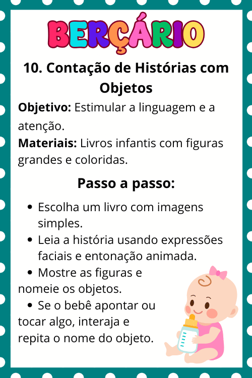 Atividades Para berçário com a cotação de histórias e objetos