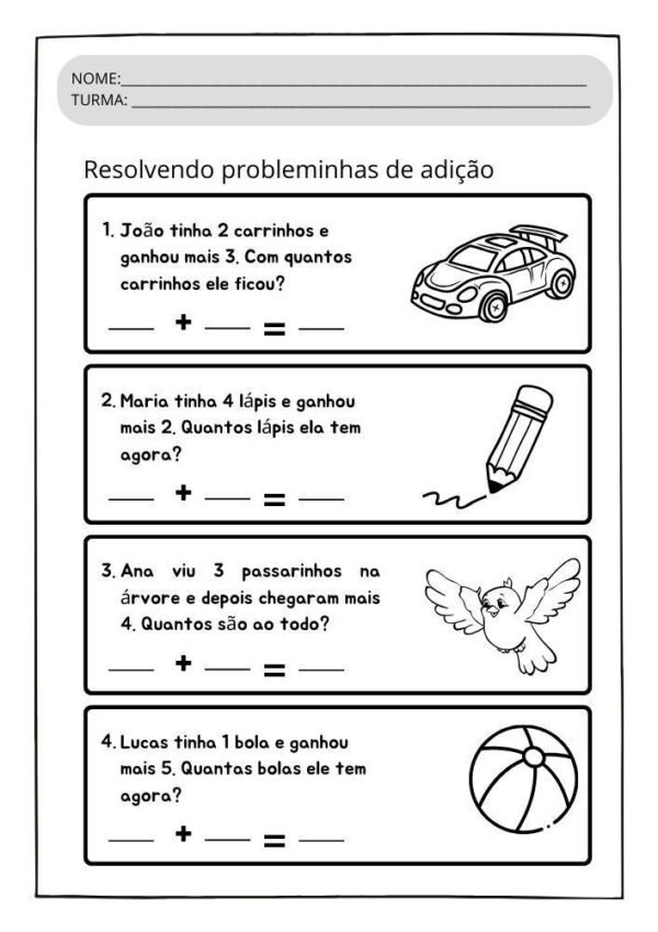 Atividades de matemática para 1º ano adição e subtração