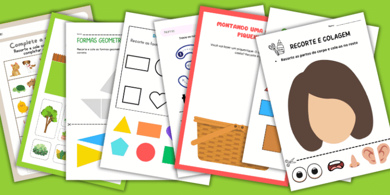 Atividades recorte e colagem educação infantil para imprimir em pdf coloridas e divertidas