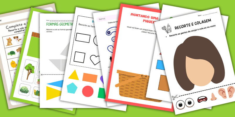 Atividades recorte e colagem educação infantil para imprimir em pdf coloridas e divertidas