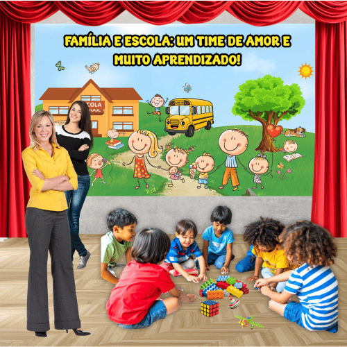 Painel dia da família na escola para imprimir