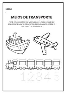Atividades meios de transporte educação infantil para imprimir