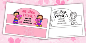 Coroa outubro rosa para imprimir educação infantil colorida e para colorir