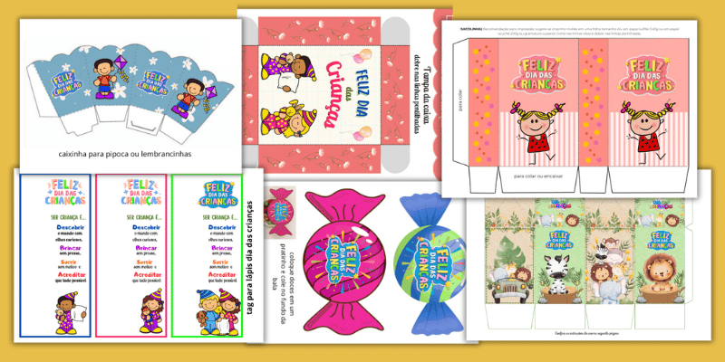 lembrancinhas dia das crianças para imprimir diversas