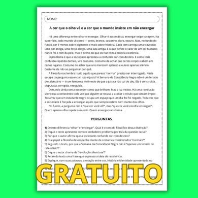 Texto de filosofia com perguntas consciência negra