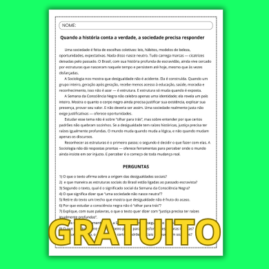 Texto de sociologia com perguntas consciência negra