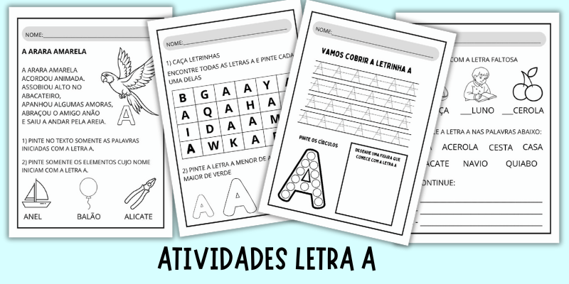 atividades letra a para alfabetização infantil prontas em pdf para impressão