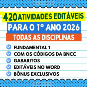 Atividades 1º ano alinhadas à bncc 2026 prontas para imprimir e editáveis no word