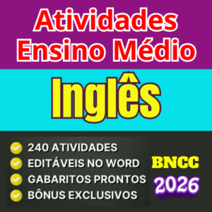 Atividades de inglês ensino médio alinhadas `bncc 2026 com opção de editar no word