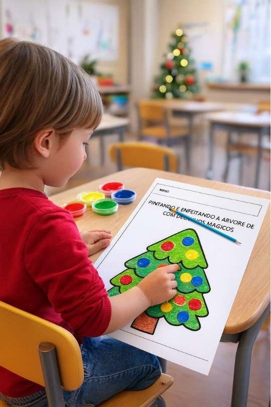 atividade de arte natal educação infantil colorida pronta para realizar na sala de aula