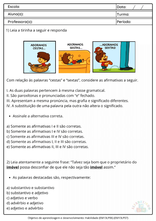 Atividades de portugues bncc 3