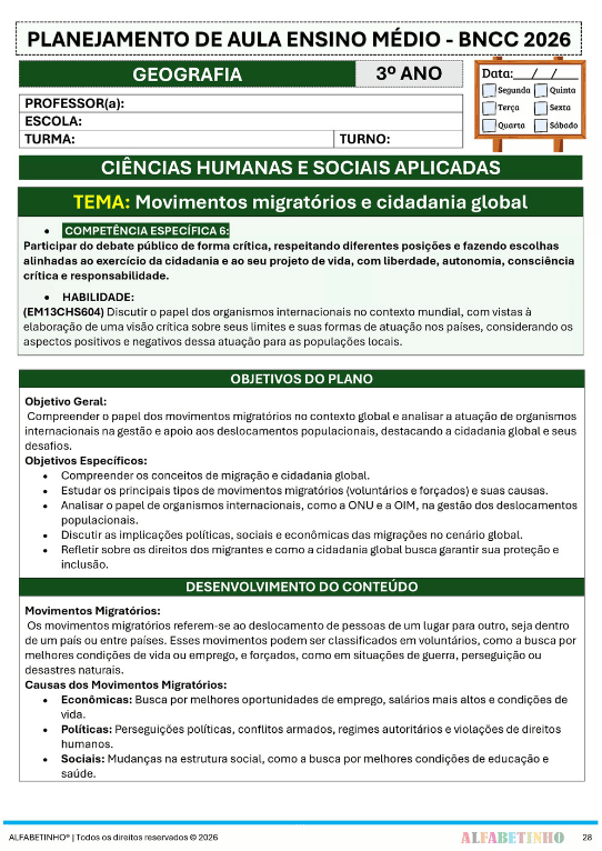 planejamento geografia ensino médio bncc 2026 atualizado