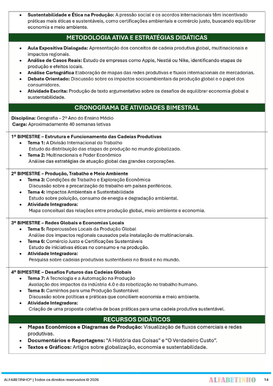 planejamento geografia ensino médio bncc 2026 editável completo