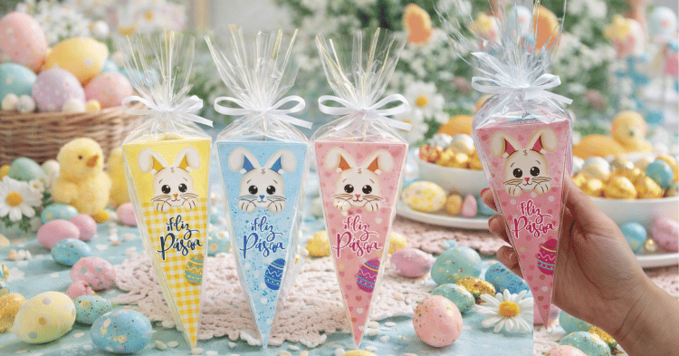 lembrancinha de páscoa cone tipo piramide