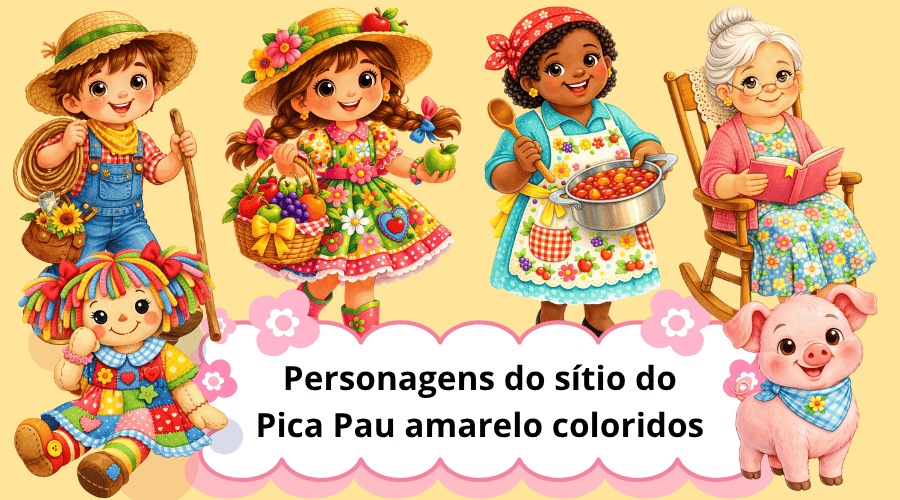 Personagem sitio pica pau amarelo coloridos