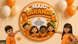 Painel maio laranja redondo para imprimir