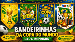 Bandeirinhas da copa do mundo para imprimir grátis