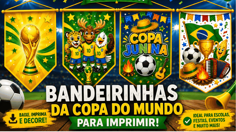 Bandeirinhas da copa do mundo para imprimir grátis