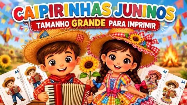 Caipirinhas juninos tamanho grande para imprimir grátis