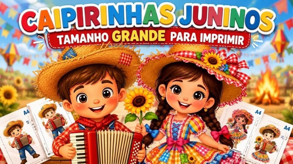 Caipirinhas juninos tamanho grande para imprimir grátis