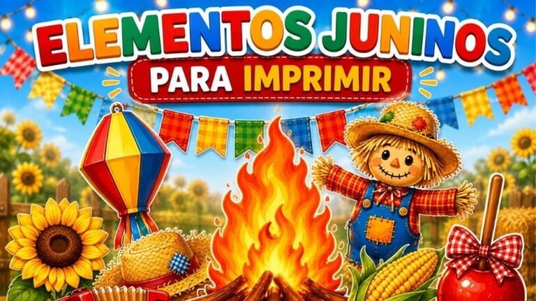 Elementos juninos para imprimir grátis