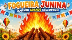Fogueira junina tamanho grande para imprimir