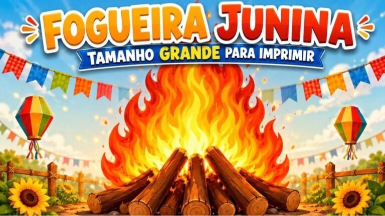 Fogueira junina tamanho grande para imprimir