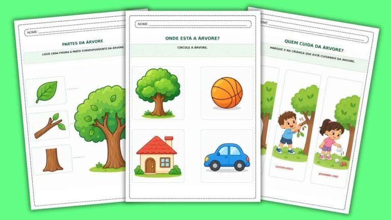 Atividades do Dia da Árvore para Educação Infantil com propostas de pintura, colagem e cuidado com a natureza