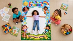 Tapete Dia das Crianças para fotos: uma ideia divertida pronta para imprimir