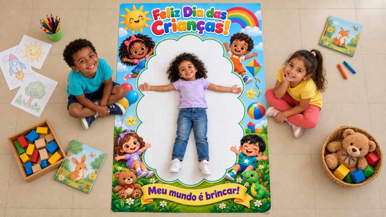 Tapete Dia das Crianças para fotos: uma ideia divertida pronta para imprimir