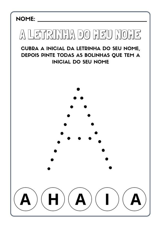 Atividades com a letra inicial do nome para imprimir