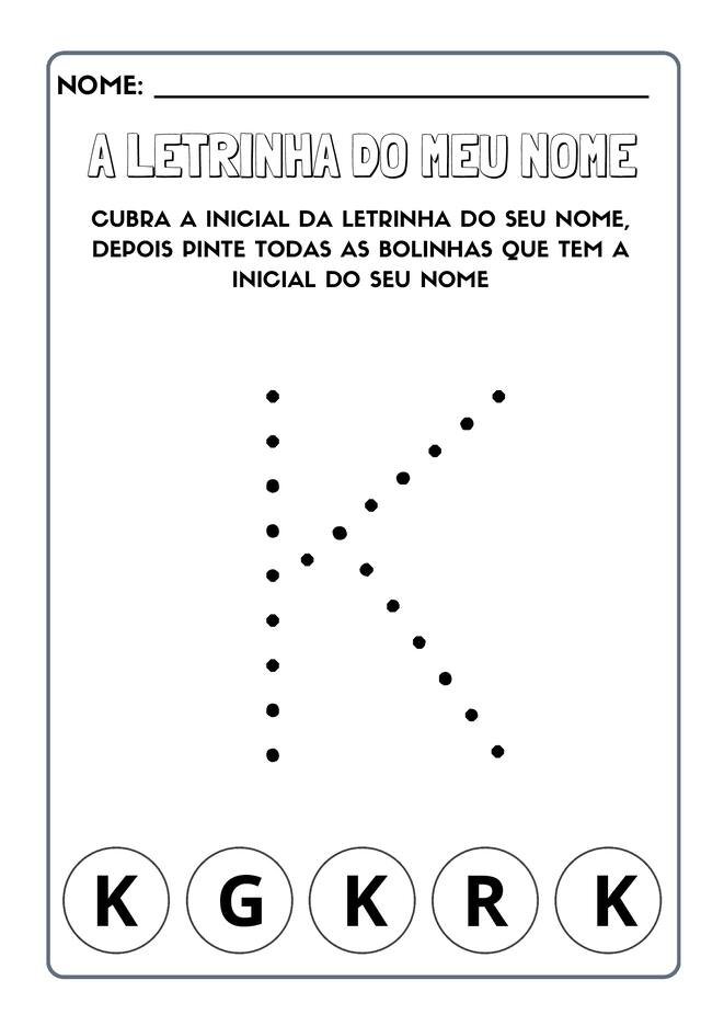 Atividades com a letra inicial do nome para imprimir