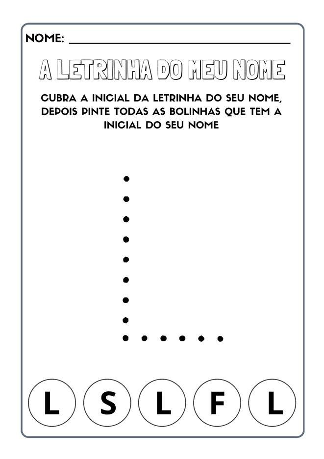 Atividades com a letra inicial do nome para imprimir