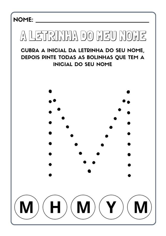 Atividades com a letra inicial do nome para imprimir