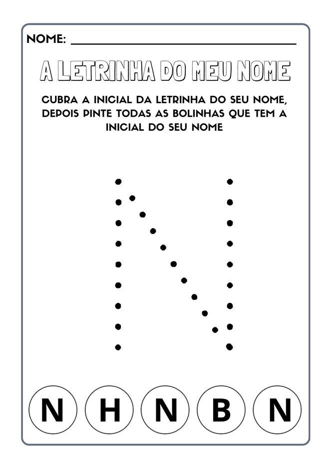 Atividades com a letra inicial do nome para imprimir