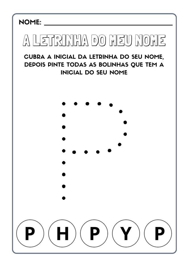 Atividades com a letra inicial do nome para imprimir