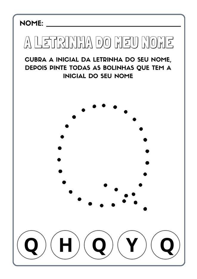 Atividades com a letra inicial do nome para imprimir