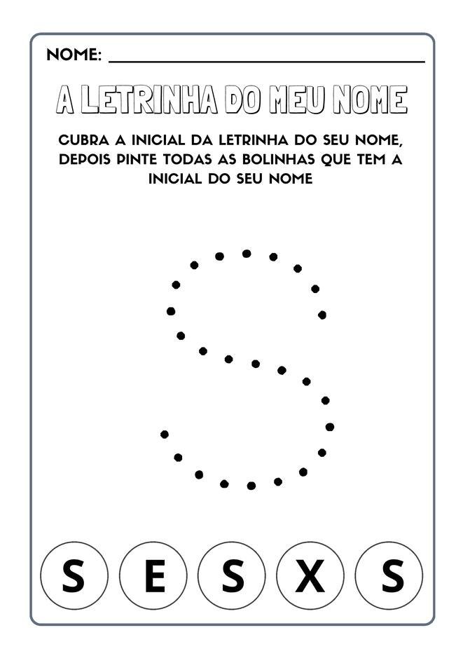 Atividades com a letra inicial do nome para imprimir