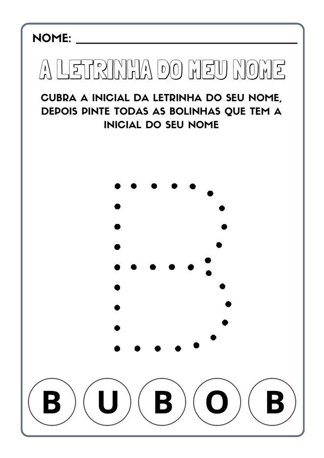 Atividades com a letra inicial do nome para imprimir