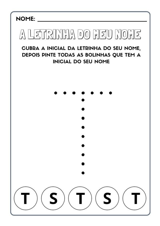 Atividades com a letra inicial do nome para imprimir