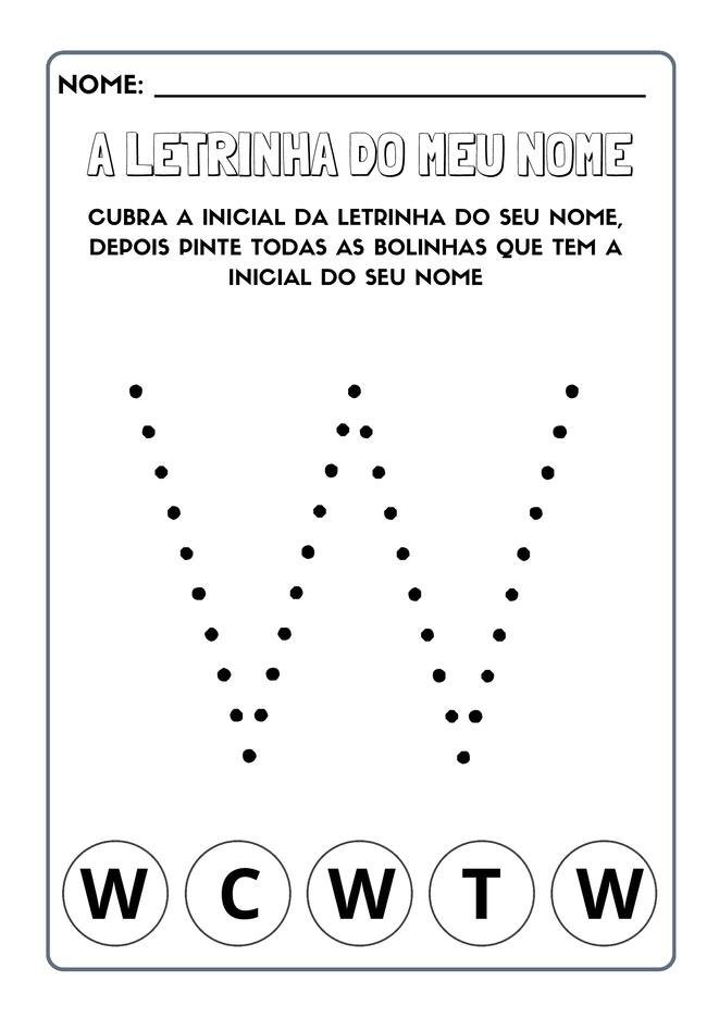 Atividades com a letra inicial do nome para imprimir