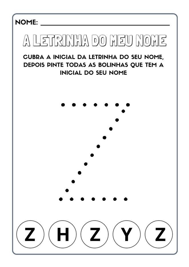 Atividades com a letra inicial do nome para imprimir