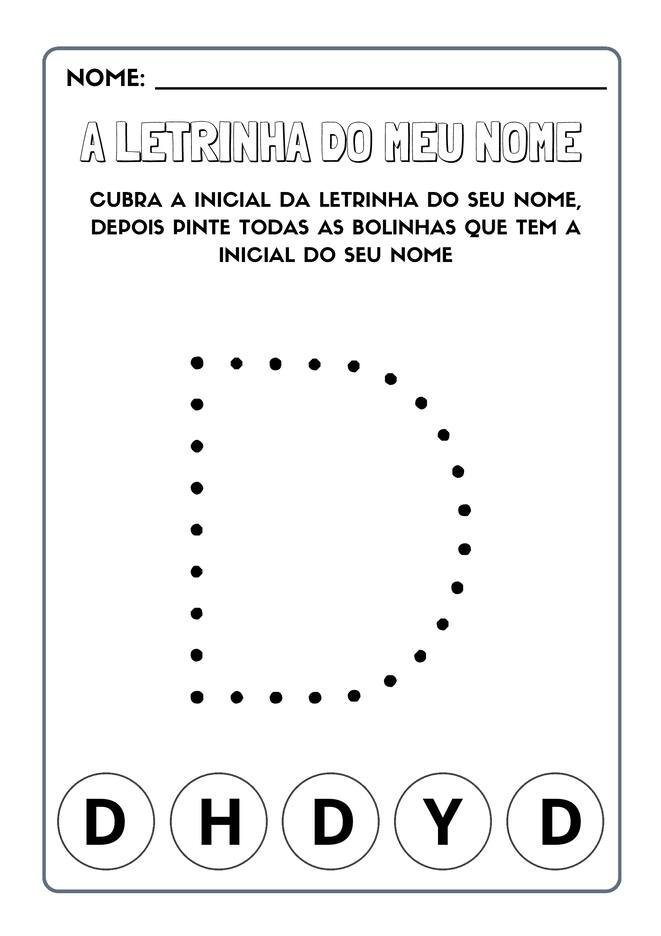 Atividades com a letra inicial do nome para imprimir