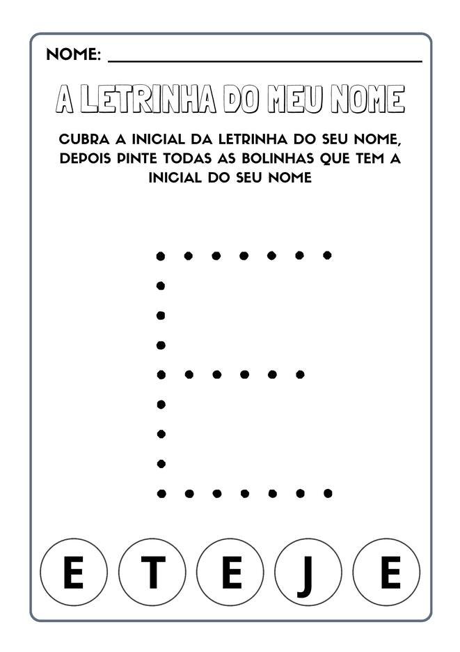 Atividades com a letra inicial do nome para imprimir